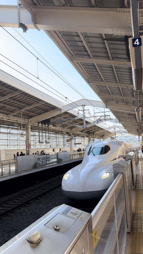 Nozomi bullet train in a station in Tokyo, Japan